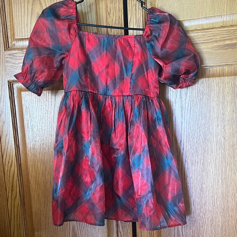 Plaid Red and Blue Kids Dress